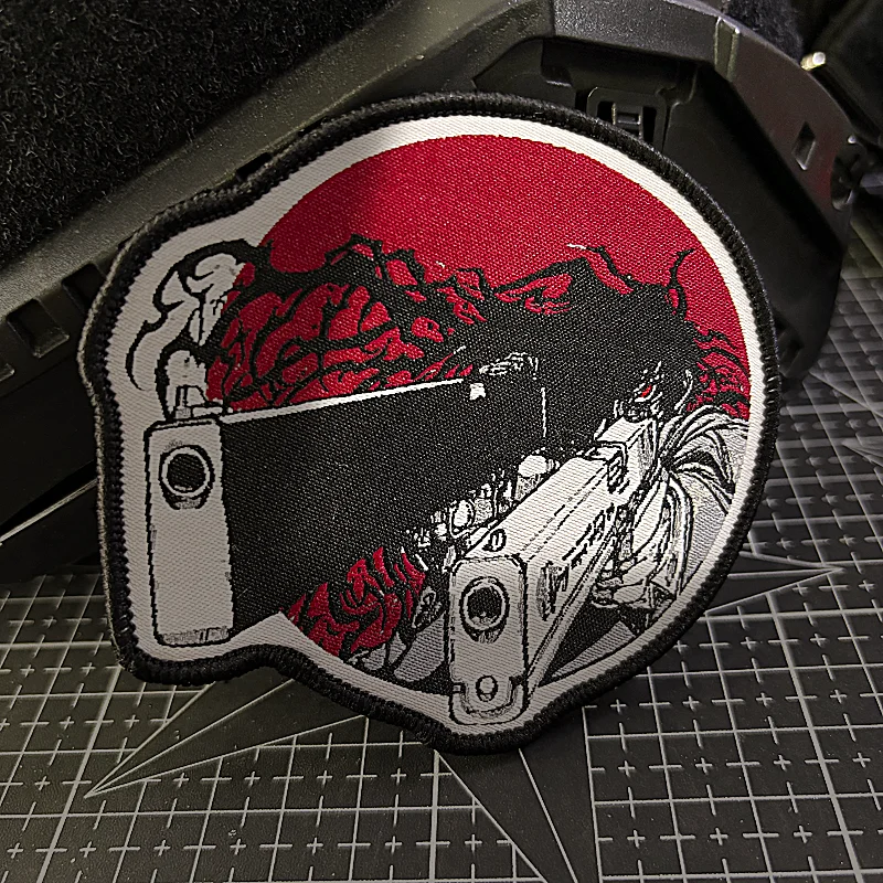 Parche táctico Crazy Gunner, insignia de moral de guerrero de doble arma, parches de impresión de gancho y bucle, pegatina para mochila militar - imagen 3