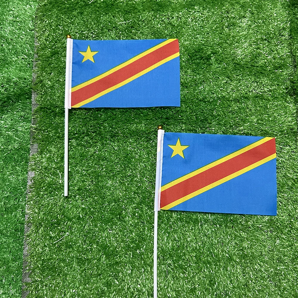 Bandera de esquí congo, bandera de mano, 10/20/50/100 Uds., 21x14cm, banderas ondeantes de mano con poste de plástico para actividades deportivas, decoración del hogar - imagen 2