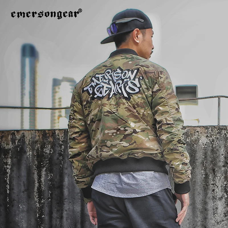 EmersongearS, chaqueta Thermolite estilo MA1 para hombre, abrigo táctico cálido de camuflaje SoftShell, trajes para exteriores, senderismo diario, ropa deportiva para ciclismo - imagen 4