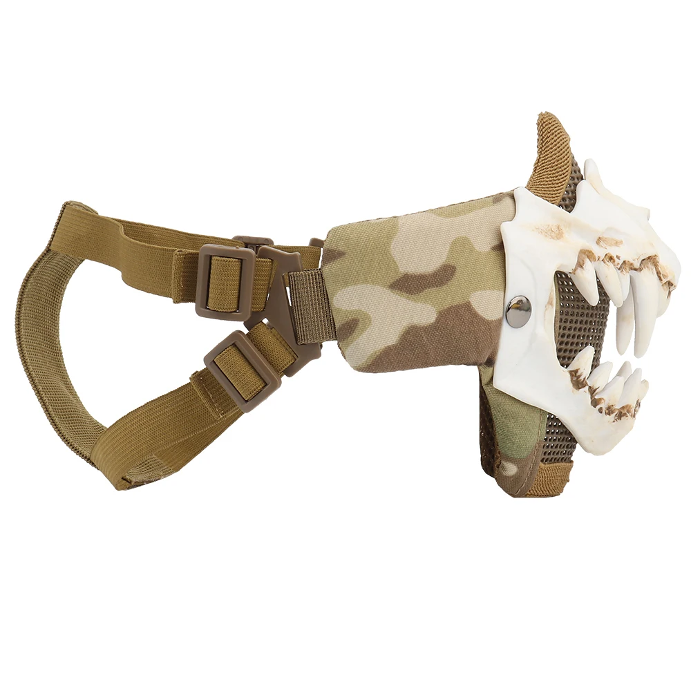 CS-máscara de tigre japonés para fiesta de cumpleaños, disfraz de media cara con Calavera, decoración de Halloween, regalo aterrador, dominó de malla - imagen 3