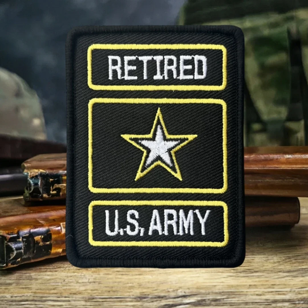 Parche táctico de moral de EE. UU. RETIRADO, brazalete del ejército militar, parches de gancho y bucle bordados para ropa, pegatina para mochila - imagen 5