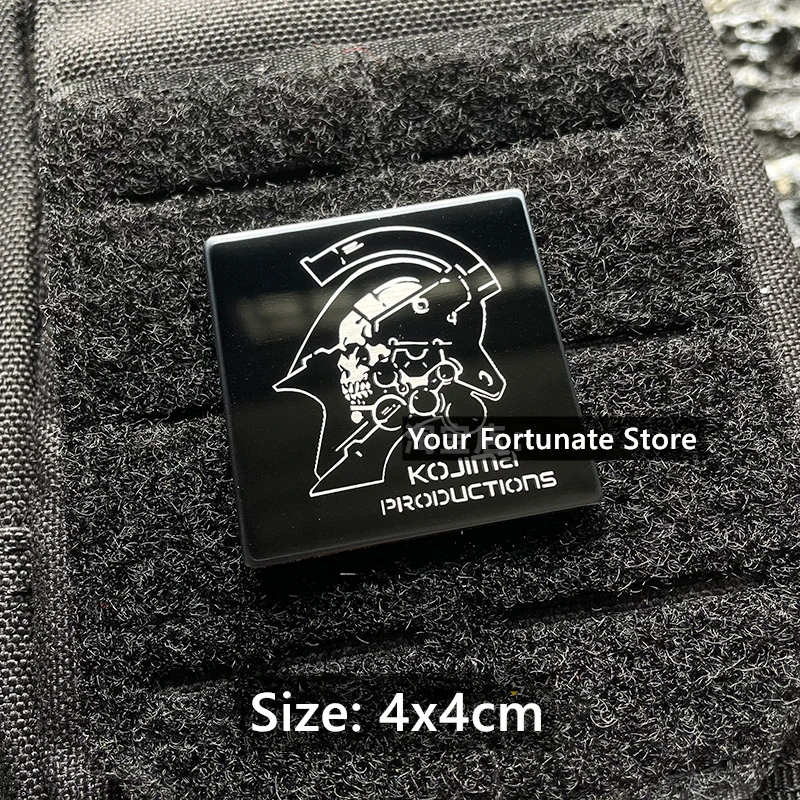 Death Stranding parche de Metal, insignia de juego de acción militar táctica de calavera con Base negra extendida para mochila, ropa decorativa - imagen 2