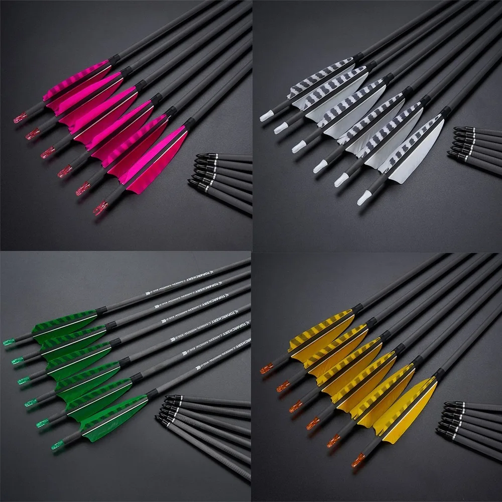 Toparchery Flechas de carbono para tiro con arco caza blanco Spine 400 - imagen 2