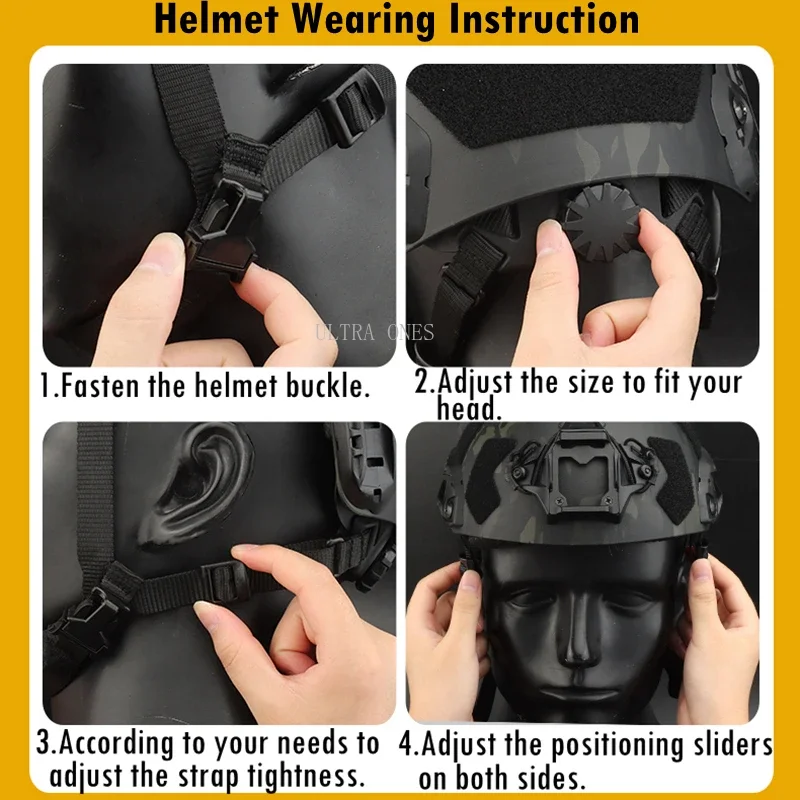 Casco táctico FAST SF alto ajustable para airsoft con suspensión - imagen 4