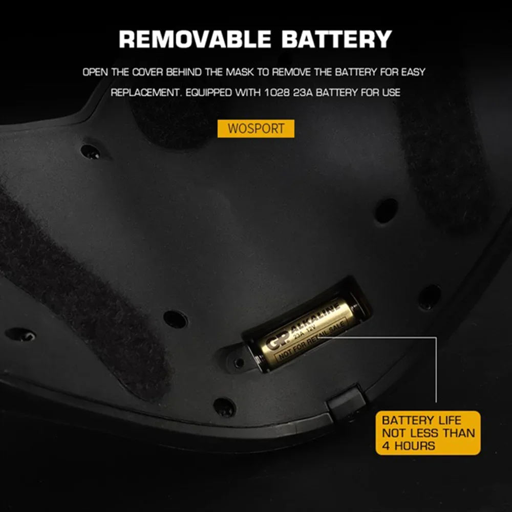 Máscara táctica Cyberpunk LED para caza, tiro, Airsoft, protectora, transpirable, media cara, máscara de Cosplay para Halloween - imagen 3