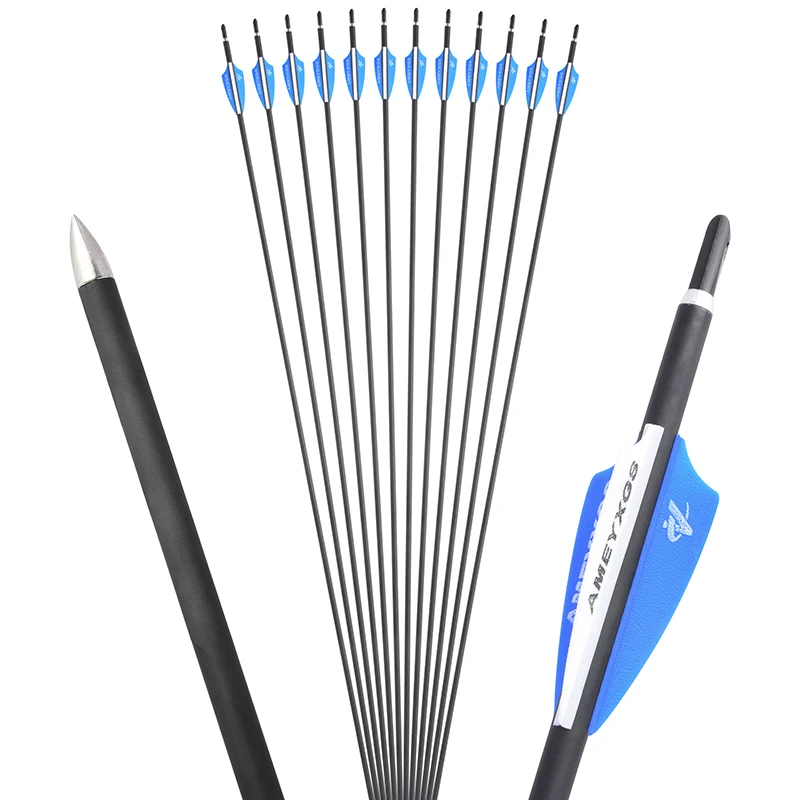 Flecha de carbono mixto 1000 para tiro con arco, 6/12 piezas, 32 pulgadas, ID, 4,2mm, OD, 6,0mm, pluma de goma azul y roja, flechas de caza - imagen 3