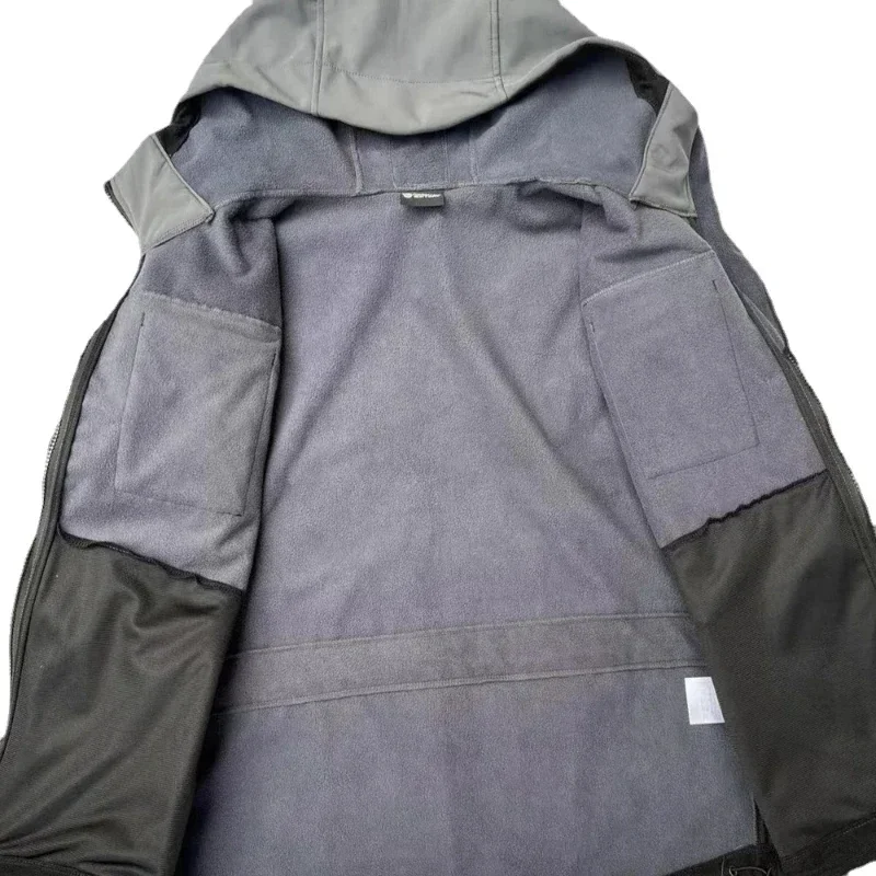 Chaquetas tácticas de piel de tiburón para hombre, chaqueta con capucha impermeable a prueba de viento, uniformes funcionales para exteriores con múltiples bolsillos - imagen 5