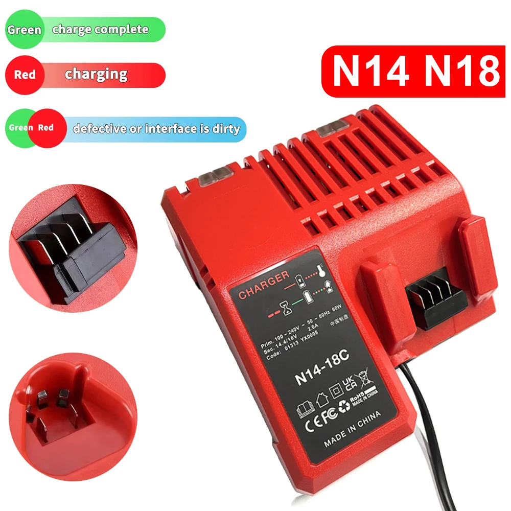 Batería de iones de litio portátil de carga rápida de 14V/18V para cargador de batería de litio profesional Milwaukee M18 - imagen 3