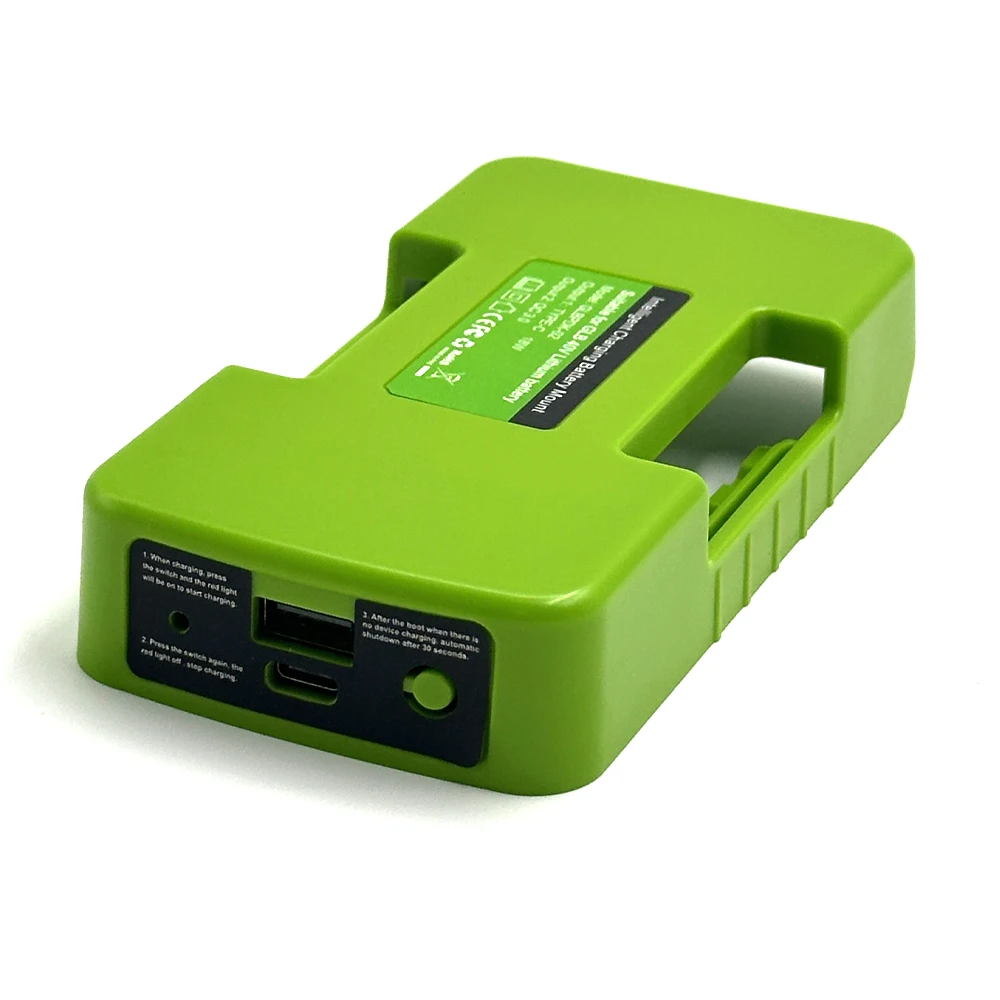 Adaptador de cargador USB para batería de iones de litio Makita/Ryobi/Greenworks, 40V, puerto tipo C, soporte para estante de almacenamiento de batería - imagen 3