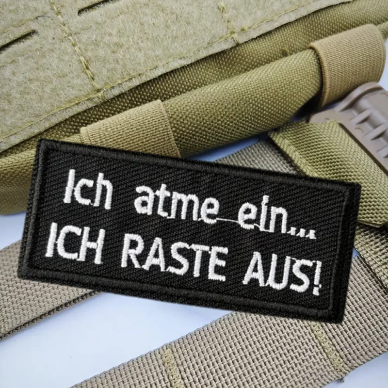 “Ich Atme Ein.. ICH RASTE AUS!" Parche bordado táctico con gancho y bucle, insignia de moral, pegatinas para mochila, parches para brazalete para ropa - imagen 5
