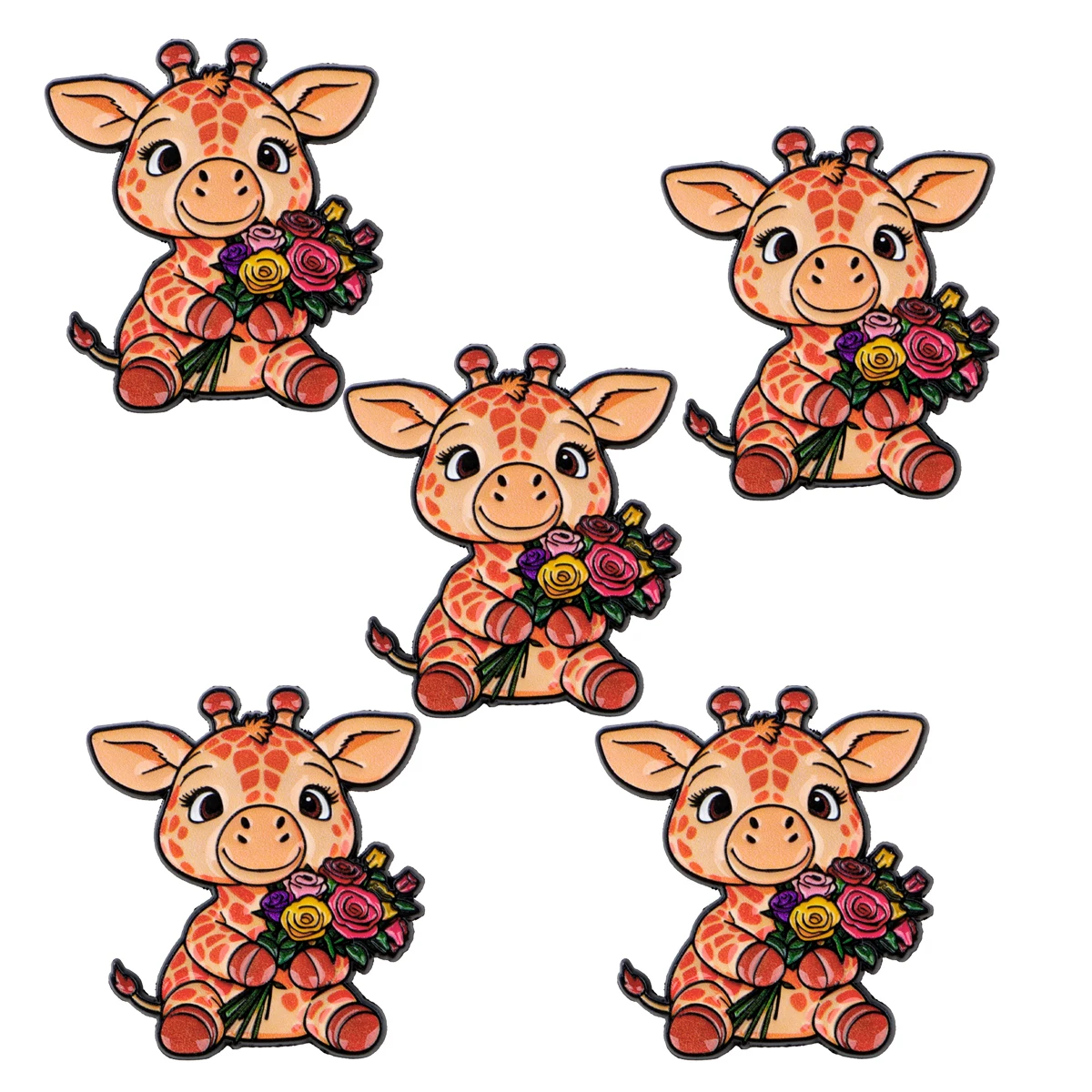 Pin esmaltado bonito para solapa, conjunto de broche de jirafa de dibujos animados, decoración de ropa, alfileres de Metal, mochila, sombrero, insignia, accesorios, 5 uds.