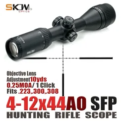 Alcance óptico de caza, 4-12x44AO SFP: segundo plano focal, mira telescópica MOA de 30 mm