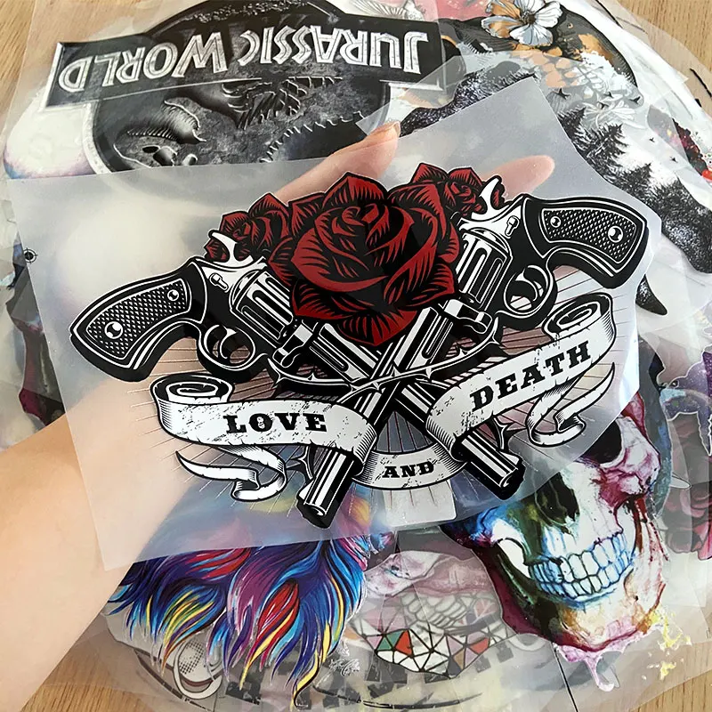 Prajna-Parches de transferencia térmica para ropa, pegatinas de calaveras de color rosa para planchar, 5 unidades - imagen 4