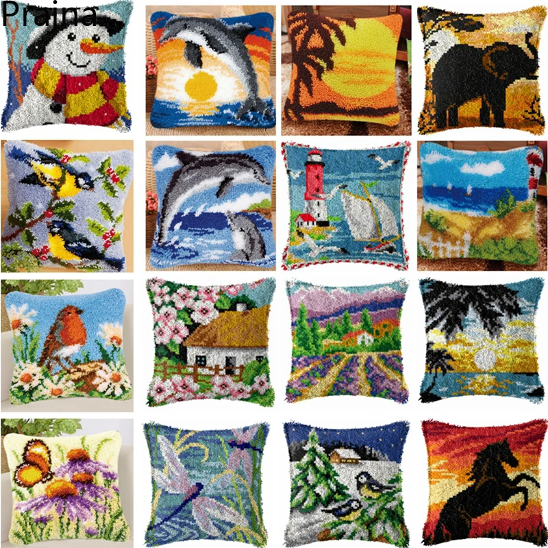 Gancho de pestillo para exteriores, nueva funda de almohada de cojín, Canva, ganchillo, Foamiran, almohada bordada, Kit de gancho de pestillo, almohada con nudo tejido - imagen 2