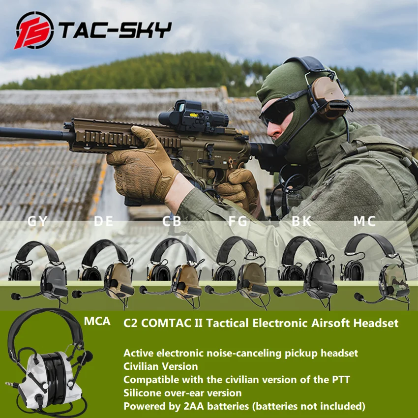 Auriculares tácticos electrónicos para caza al aire libre, audífonos de protección auditiva con cancelación de ruido, TS TAC-SKY C2 COMTAC II - imagen 2