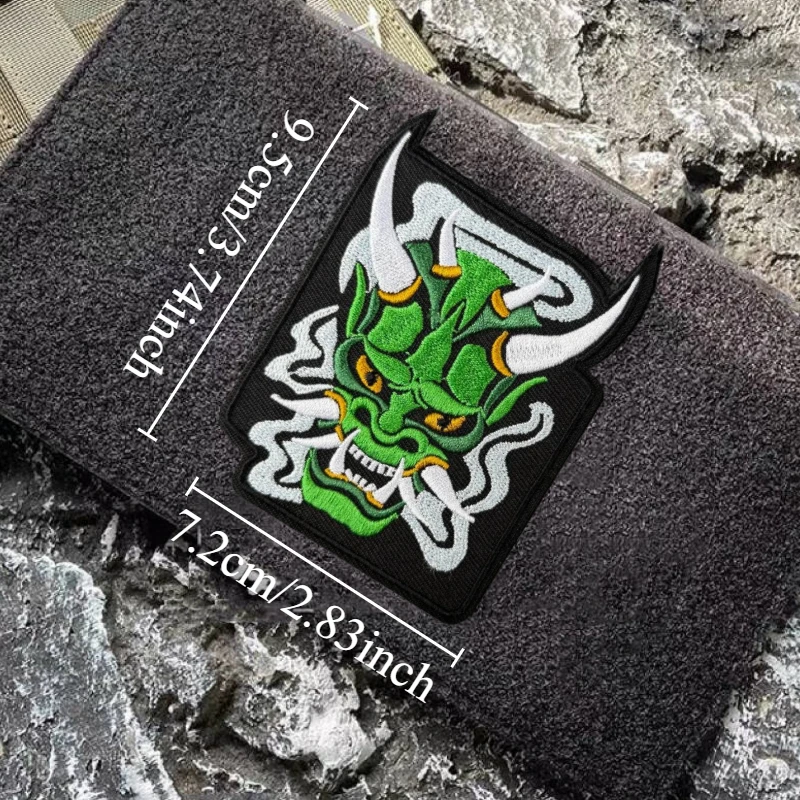Parche de máscara de fantasma verde, insignia bordada de moral táctica, gancho y bucle, mochila militar, ropa, pegatina decorativa, brazalete - imagen 4