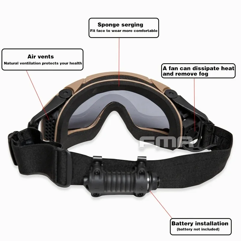FMA Airsoft si-gafas balísticas con ventilador, versión actualizada, gafas tácticas antiniebla, gafas de protección ocular de seguridad para Paintball, nuevas - imagen 4