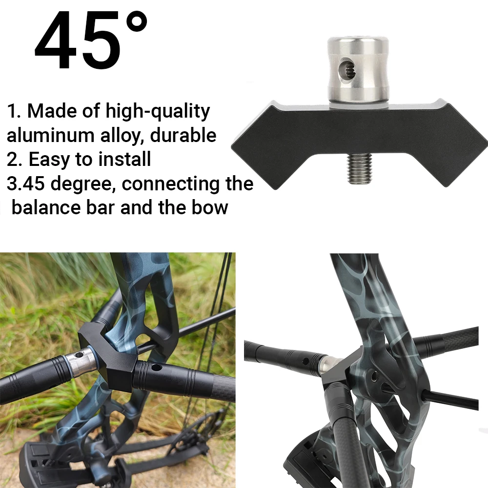 Estabilizador de tiro con arco 45 ° Barra en V, aleación de aluminio, soporte estabilizador de arco recurvo duradero, rosca Universal, asiento en V, objetivo de entrenamiento de caza - imagen 4