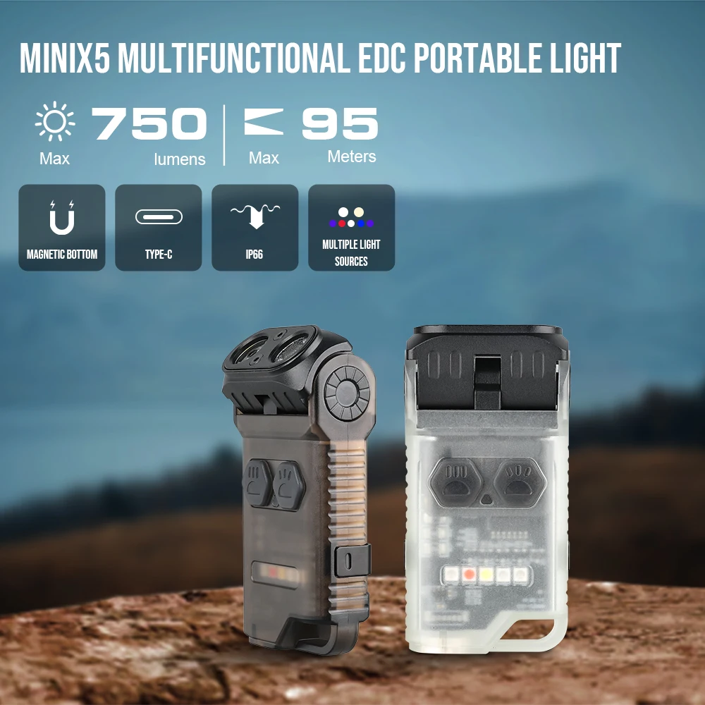 Trustfire-linterna MINIX5 EDC, linternas Led recargables, linterna portátil magnética, luz UV de 750 lúmenes, lámpara de noche para acampar - imagen 2