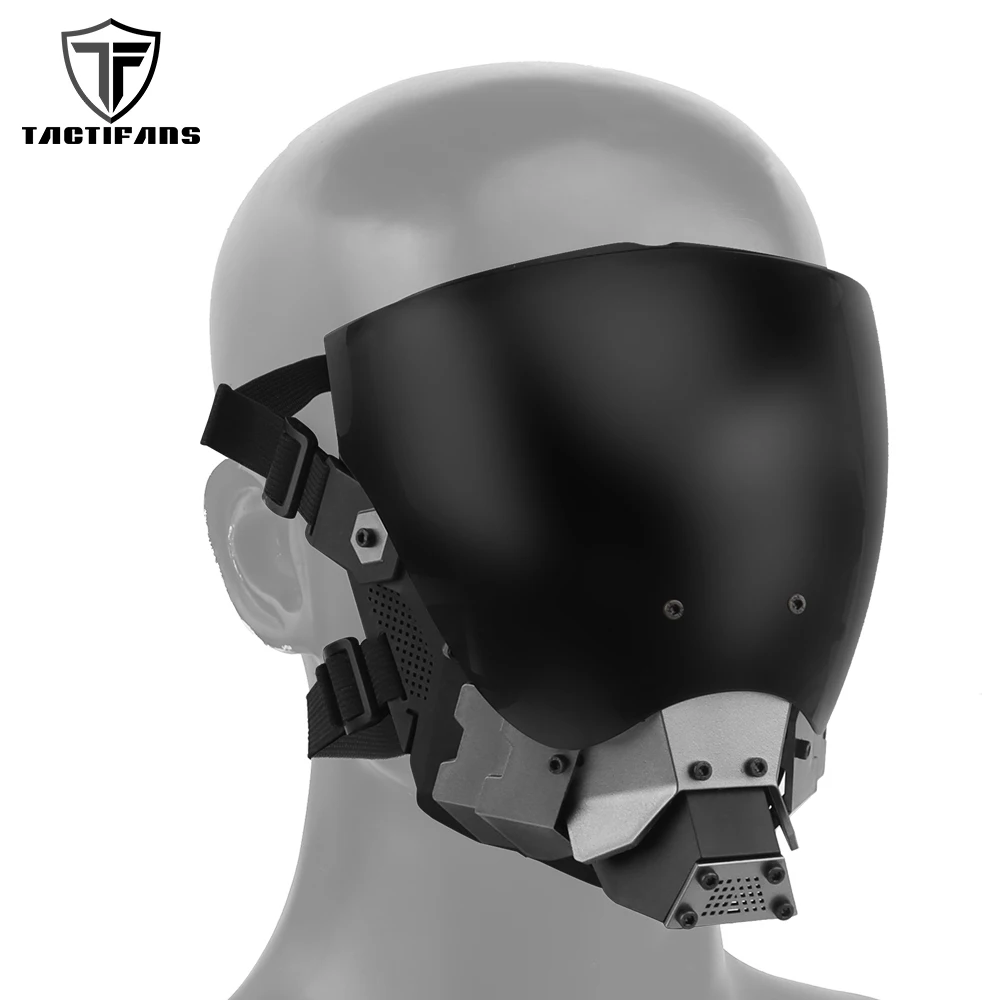 Tactifans Cyberpunk Commander máscara Cosplay engranaje de doble cara lentes antivaho máscaras de silicona Juegos Accesorios de caza al aire libre