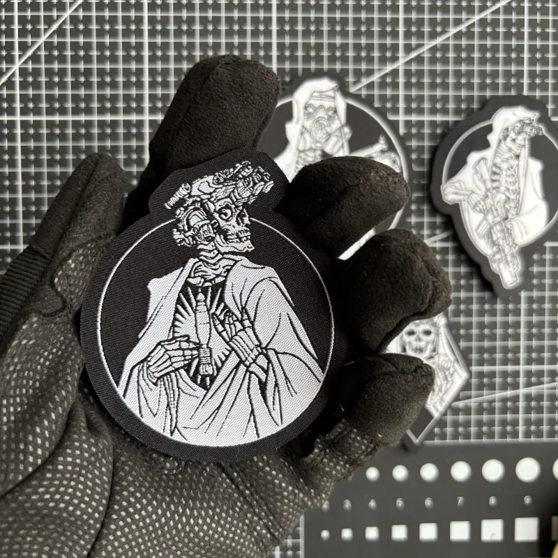 Insignia de moral de calavera Reaper, parche táctico bordado, esqueleto, soldado, gancho y bucle, brazalete militar, mochila, pegatina de muerte - imagen 3