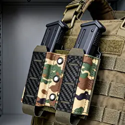 Portarrollos táctico de doble cámara con patrón de fibra de carbono, equipo de caza al aire libre, bolsa Molle de liberación rápida