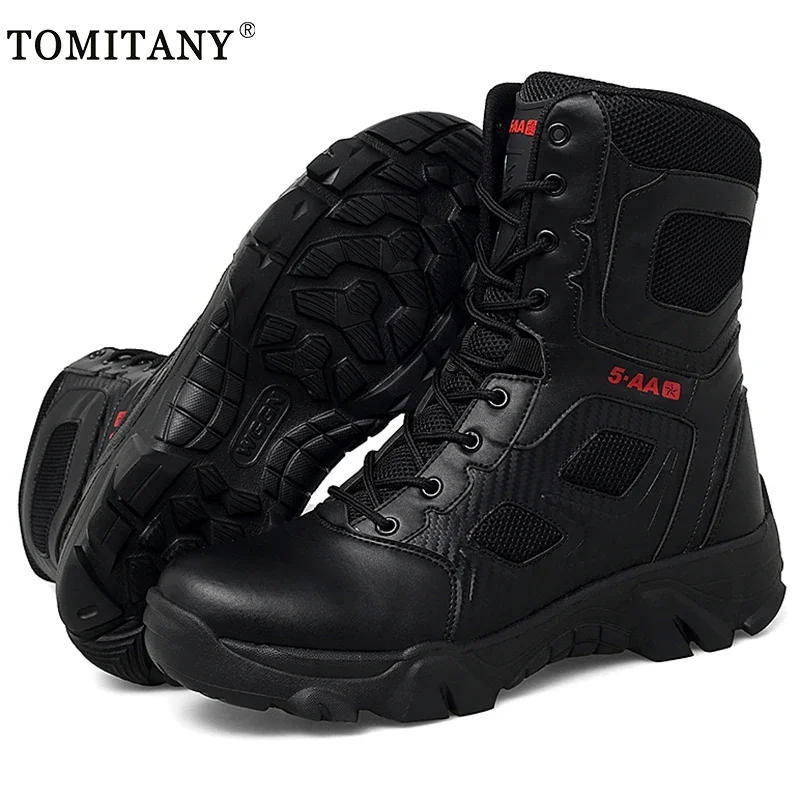 Zapatos de hombre 2024, botas tácticas de combate para invierno, zapatos de seguridad para el trabajo en el tobillo, botas militares de fuerza especial, zapatos impermeables para motocicleta para hombre - imagen 3