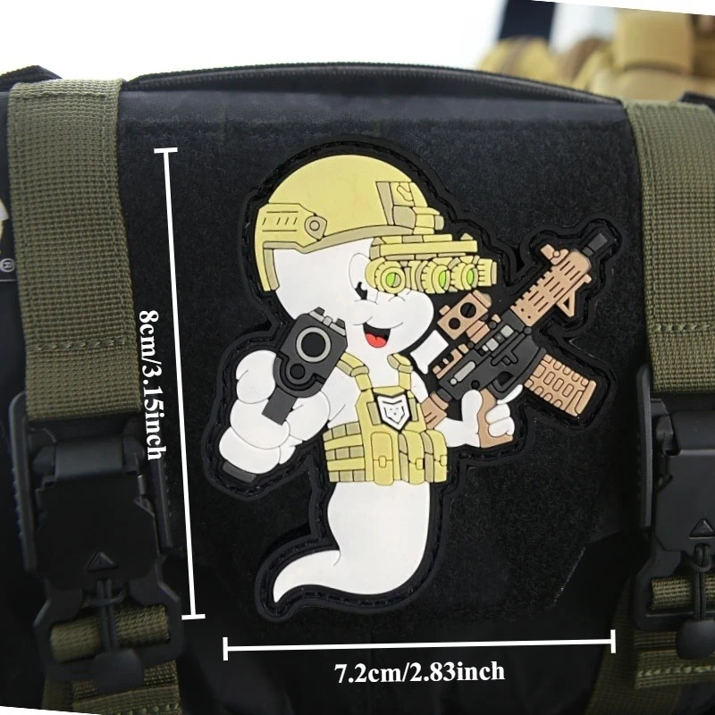 Casper con NODS insignias de moral de PVC parche en ropa gancho bucle parches militares tácticos mochila brazalete pegatinas - imagen 2