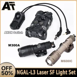 Conjunto de indicadores tácticos láser NGAL de NGAL-L3 con linterna Surefir M300 M600 y Mlok Keymod AXON de doble interruptor de equipo de caza rojo Do