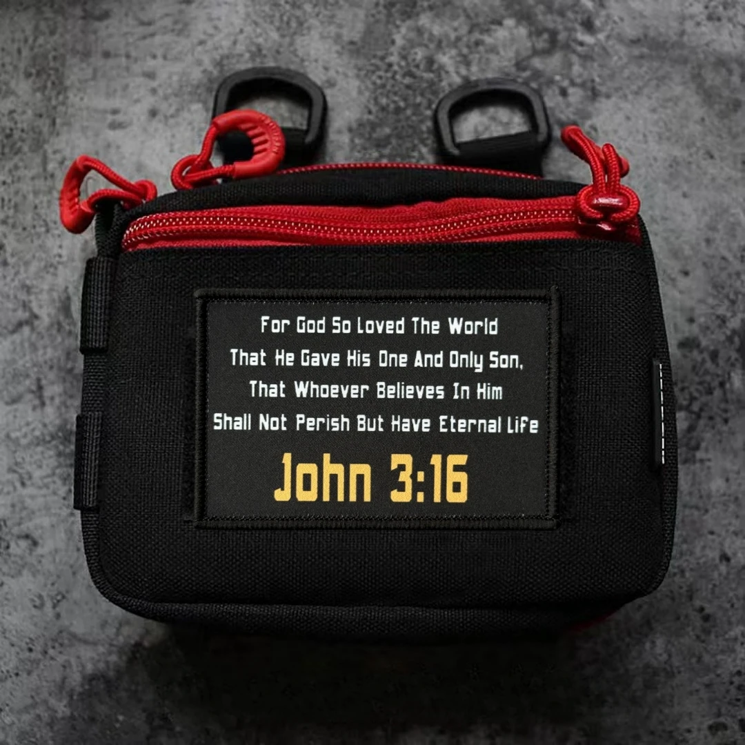 Parche de escritura de la Biblia cristiana John 3:16, insignia de moral divertida, parches de gancho y bucle estampados militares tácticos, pegatinas para mochila