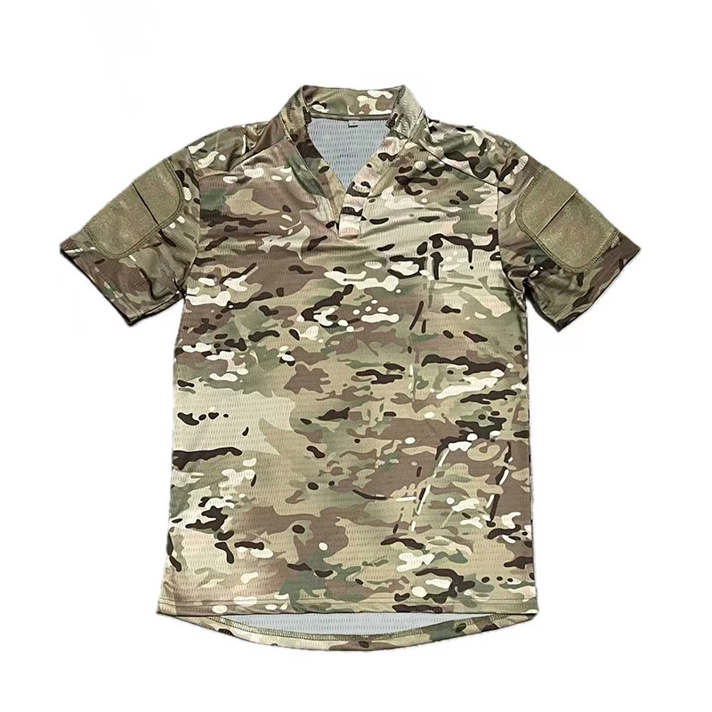 Camiseta de rugby de manga corta CAG de secado rápido táctica de camuflaje multiterro para exteriores - imagen 3