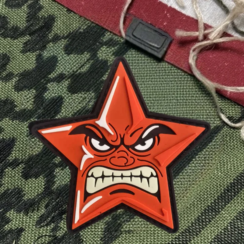 Angry Anime Star parche de PVC 3D chaleco táctico gancho y bucle sombrero insignia de moral mochila pegatinas decorativas brazalete parches para ropa - imagen 2