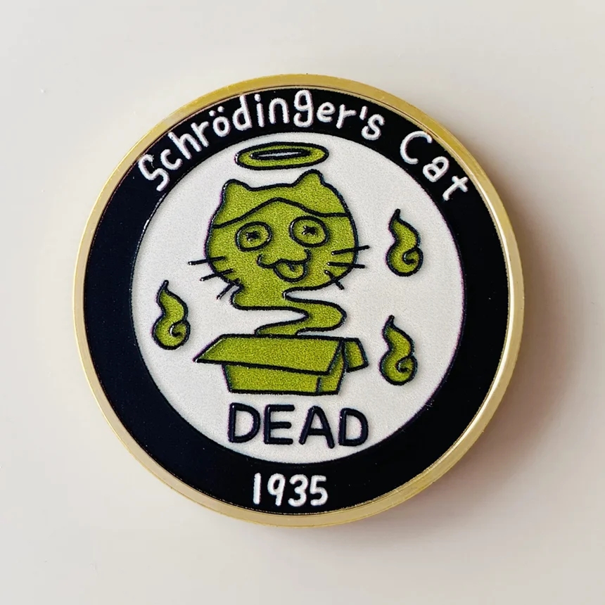 Moneda conmemorativa del gato de Schrodinger, regalo de cumpleaños creativo, pieza de decisión divertida y bonita, experimento simbolizando el pensamiento vivo o muerto - imagen 2