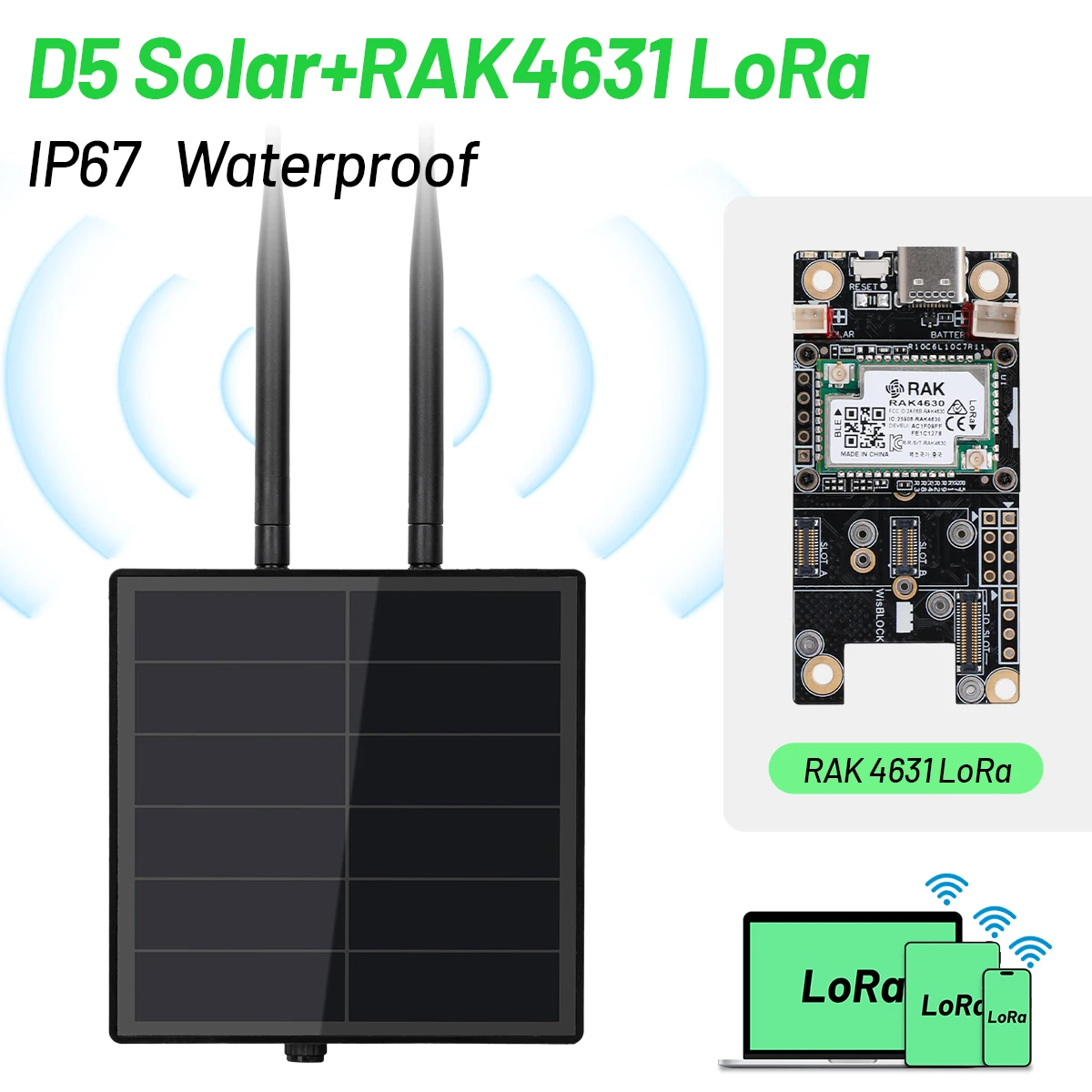 RAKwireless RAK4630 Wisblock – Nodo LoRa solar exterior