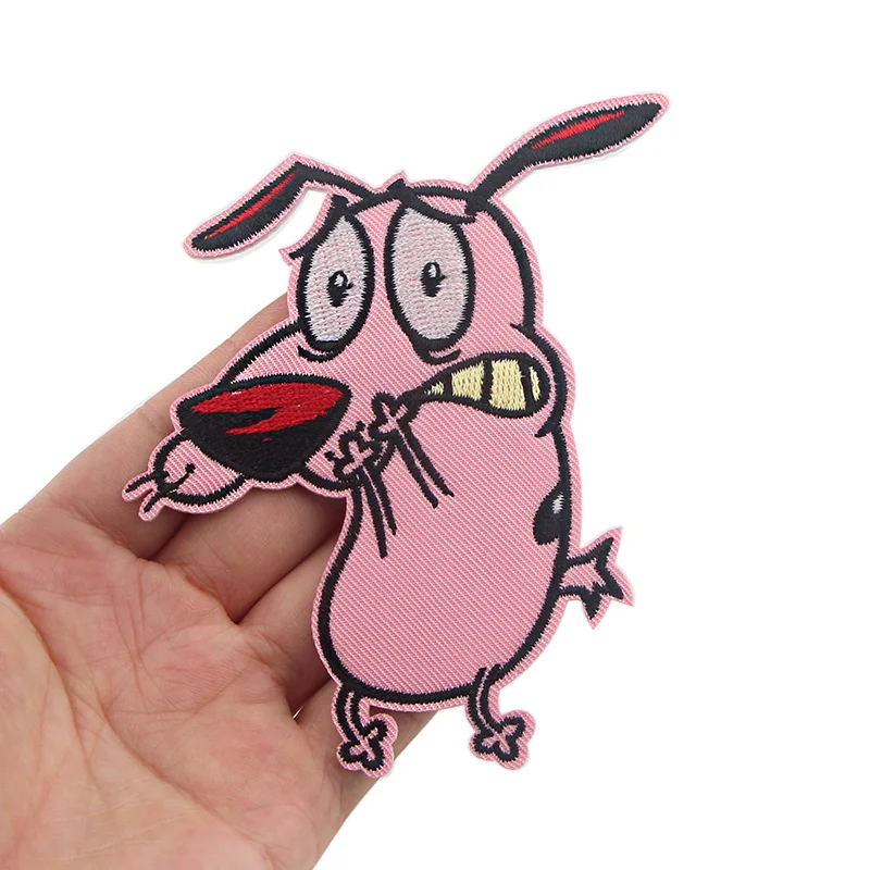 Parche termoadhesivo Corage The Cowardly Dog "Scared", parche bordado de dibujos animados divertidos para coser ropa, chaquetas, bolsos, bricolaje, 1 ud. - imagen 2