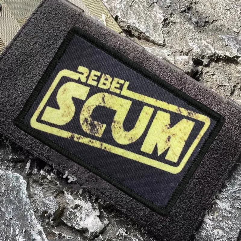 Parche de escoria rebelde, insignia de moral táctica militar, mochila con gancho y bucle estampado, accesorio decorativo para ropa, brazalete adhesivo - imagen 3