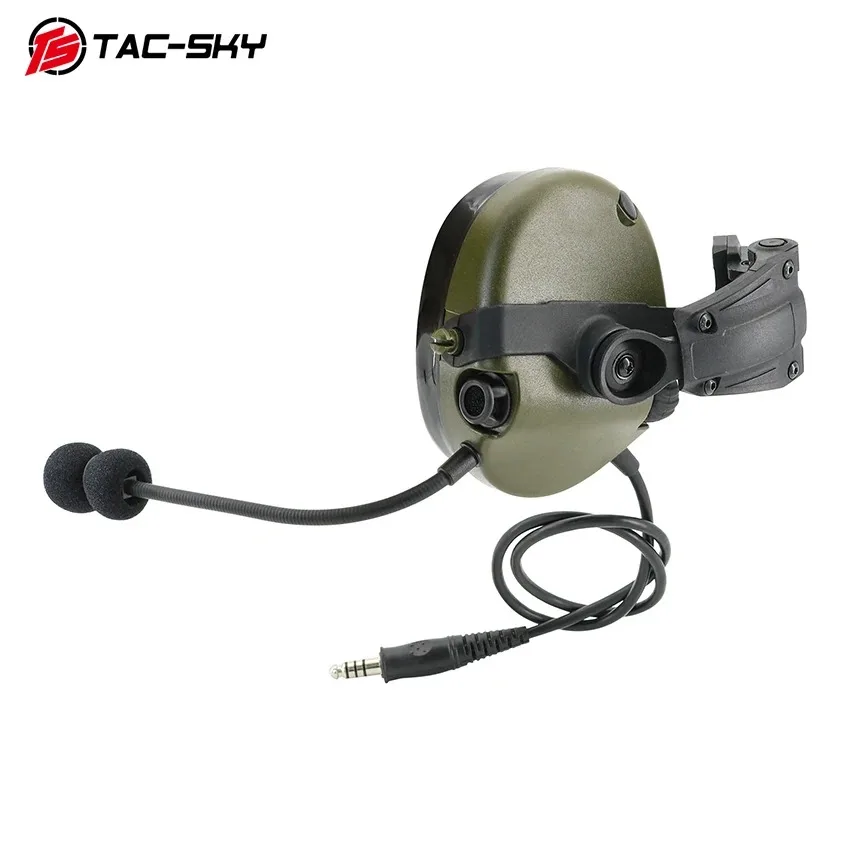 Auriculares tácticos TS TAC-SKY, orejeras de silicona de un solo lado, versión de montaje en riel de arco con U94 Ken ptt para Baofeng UV5R UV82 - imagen 4