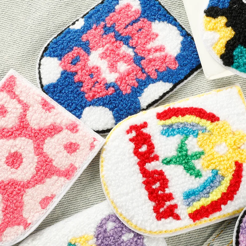 Parche de flores con letras en inglés para ropa, Parche de chenilla para planchar, bordado para coser toallas, 10 piezas - imagen 3