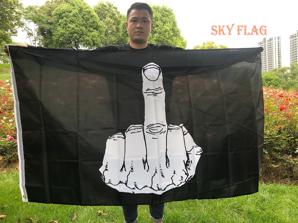 SKY FLAG 90x150 cm BANDERA de dedo medio Bandera colgante de poliéster y bandera casera impresa de doble cara de Bannes
