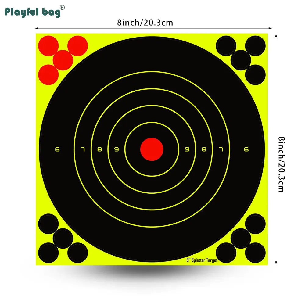 20 piezas pegatinas de objetivo de salpicaduras de 8x8 pulgadas, papel de práctica de destino, accesorios de entrenamiento de tiro autoadhesivos AQB174 - imagen 2