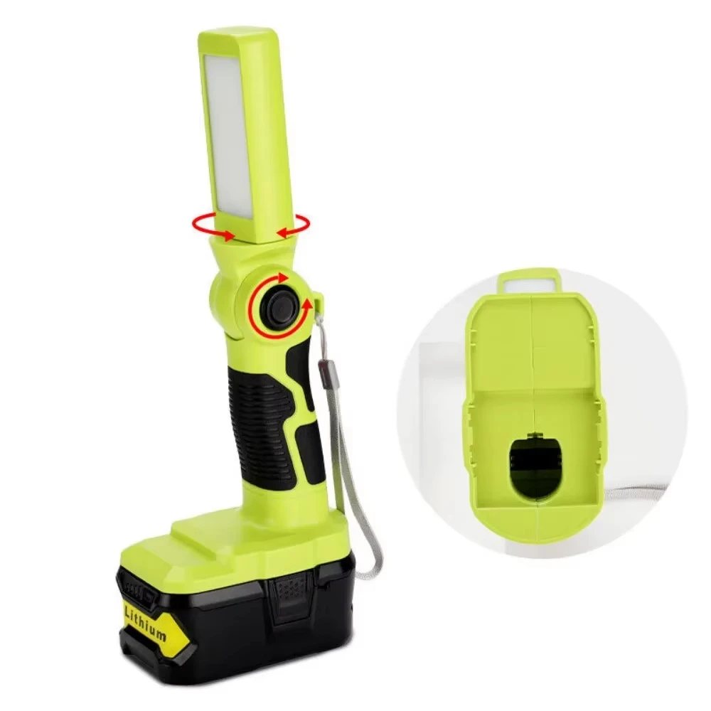 Nueva luz LED de trabajo para Ryobi, batería de 18V, linterna portátil de 12W con protección de bajo voltaje para Camping, taller, garaje con EE. UU. - imagen 3