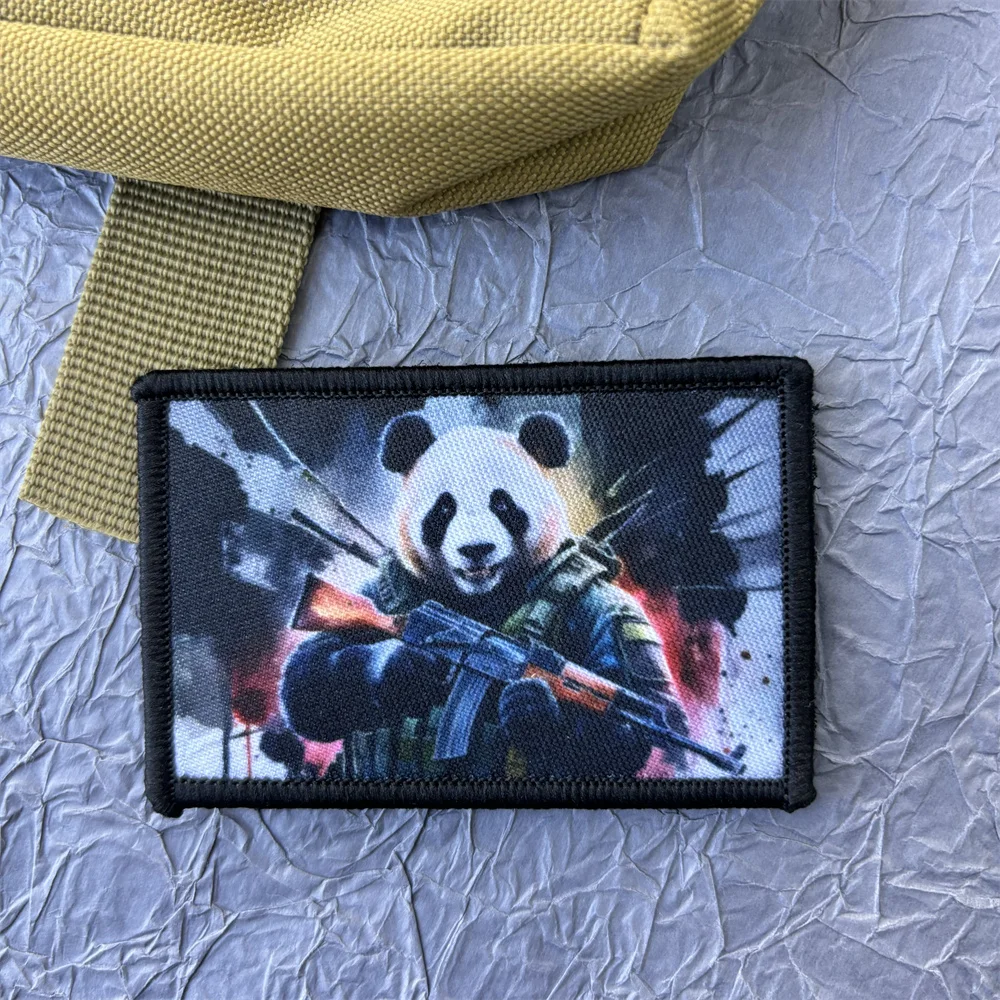 Parche con estampado de Panda en la ropa, insignia de moral Airsoft, parches tácticos militares, pegatinas de gancho y bucle para mochila, AK47 - imagen 2