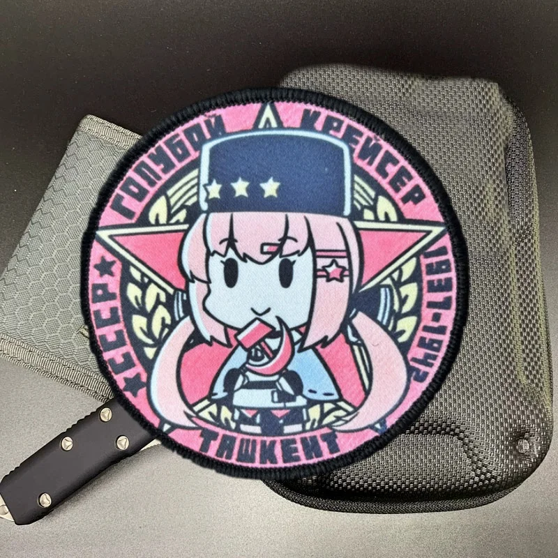 Parche estampado táctico de Chica de Anime para ropa, insignia de moral, parche militar con gancho, pegatinas para mochila, brazalete - imagen 2