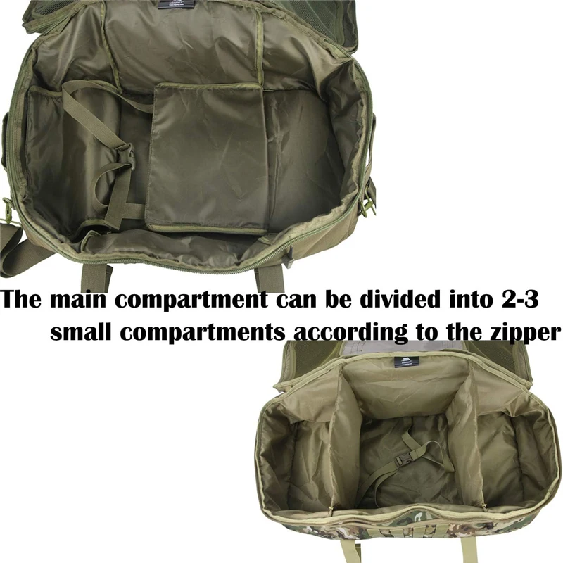 LQARMY 30L 45L 80L Mochila militar táctica Bolsa de lona para gimnasio para hombres Camping Deportes Viajes Entrenamiento Weekender Despliegue 3 en 1 - imagen 4
