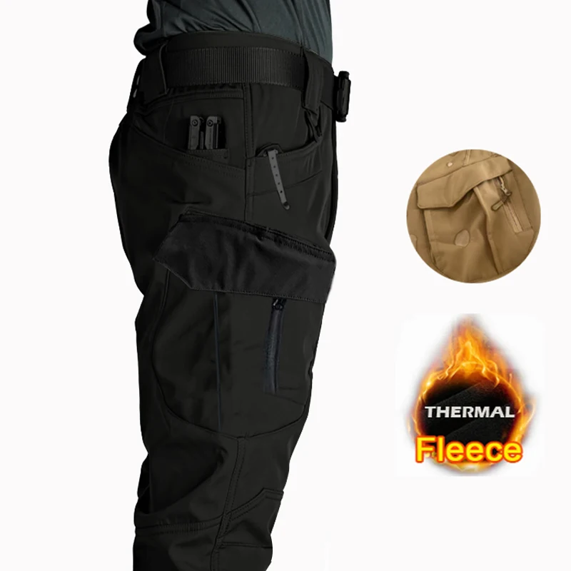 Pantalones militares de invierno para hombre, pantalones Cargo tácticos de piel de tiburón para acampar, senderismo, escalada, senderismo, pantalones impermeables para exteriores 5XL