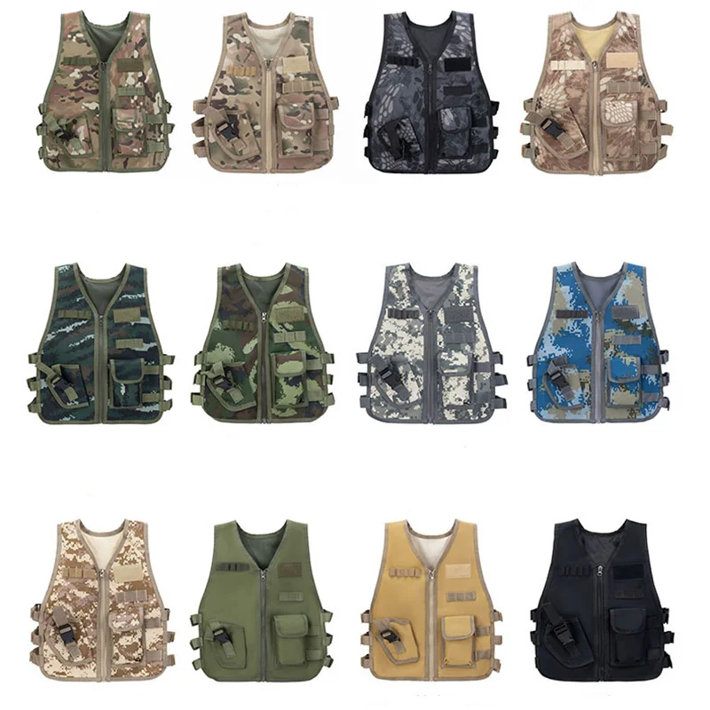 Ropa militar de caza de camuflaje para niños, chaleco CS Airsoft, chalecos militares tácticos, disfraz de Cosplay, uniforme de francotirador, abrigo, equipo - imagen 4