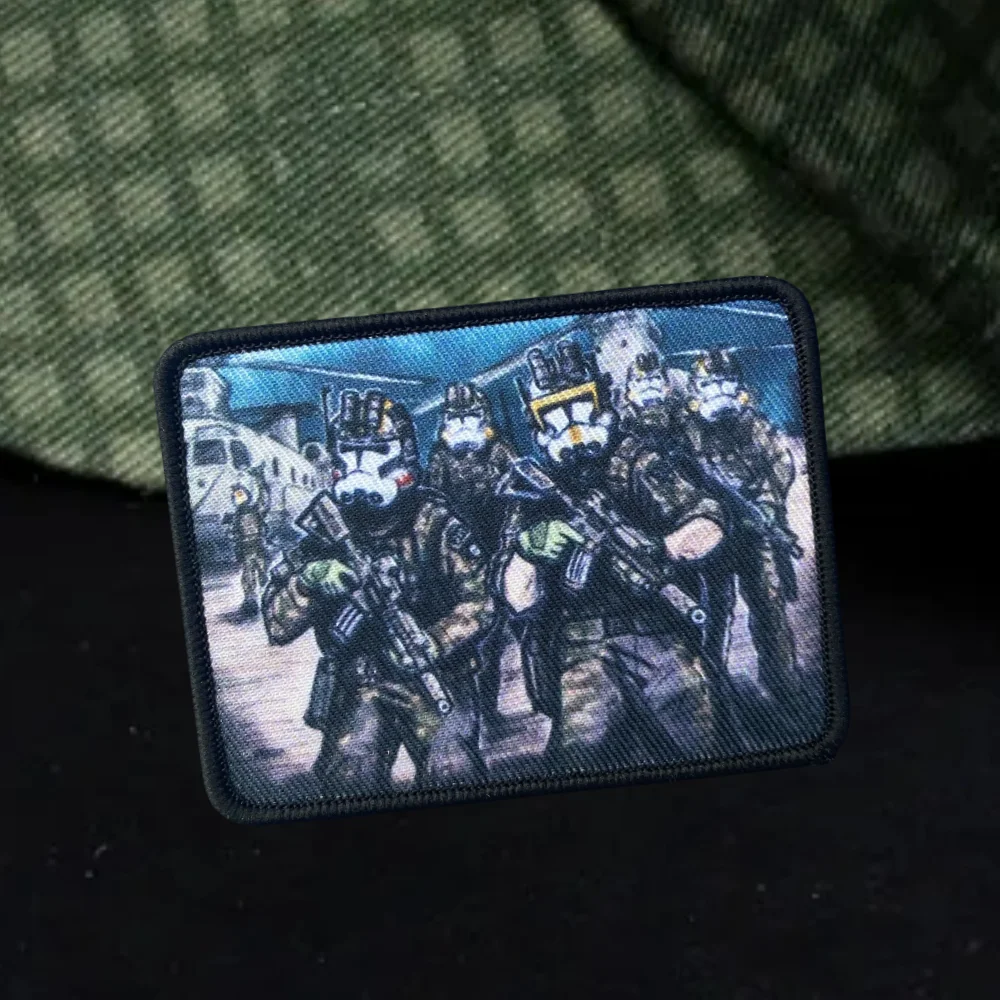 Parches de tela con gancho y bucle con estampado de soldado táctico "clonación táctica", insignia de moral del ejército militar, brazalete, pegatinas para mochila