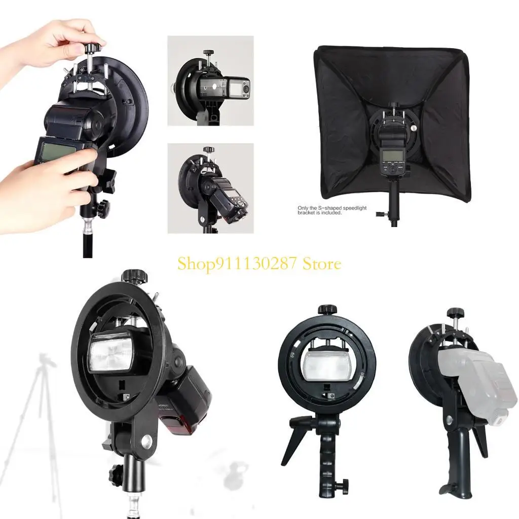 Adaptador soporte soporte flash universal J1HC con agarre manual ajustable para Speedlite Snoots Flash Softbox paraguas