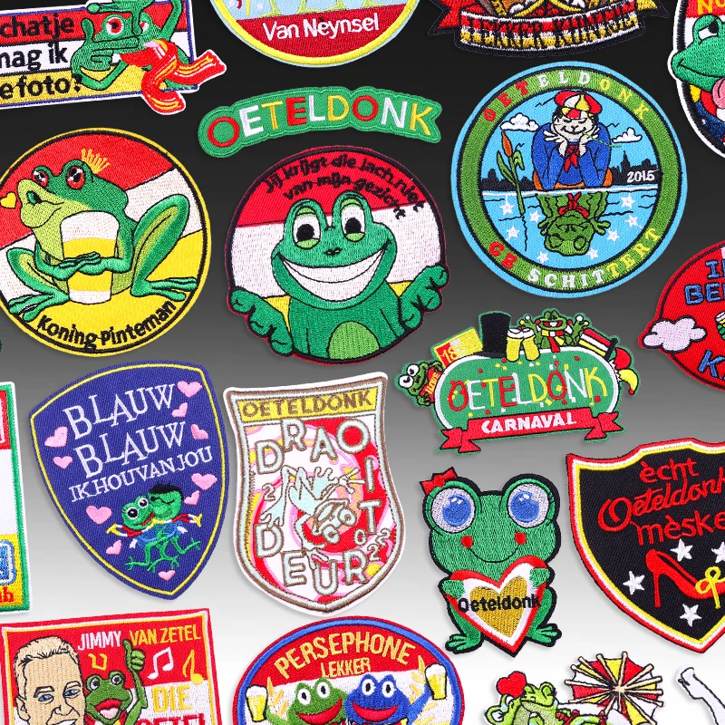 Apliques/patches con emblema de Oeteldonk de Países Bajos para ropa, parche bordado de rana de Carnaval, parches para planchar para ropa, insignias para coser - imagen 2