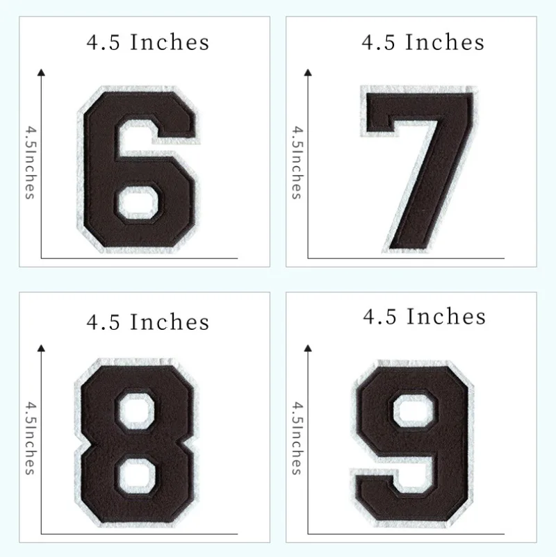 Letras bordadas negras de 4,5 pulgadas, parches para planchar, ropa para niños, coser Nombre, insignia, figuras grandes, sombrero, apliques, alfabeto, número, pegatina - imagen 3